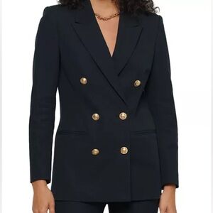 10 Crosby Derek Lam Navy Blue Double-Breasted Blazer